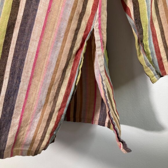 Womens Spring Breeze Striped Linen Blend Button Tunic 3/4 Sleeve 2XL - Picture 8 of 11